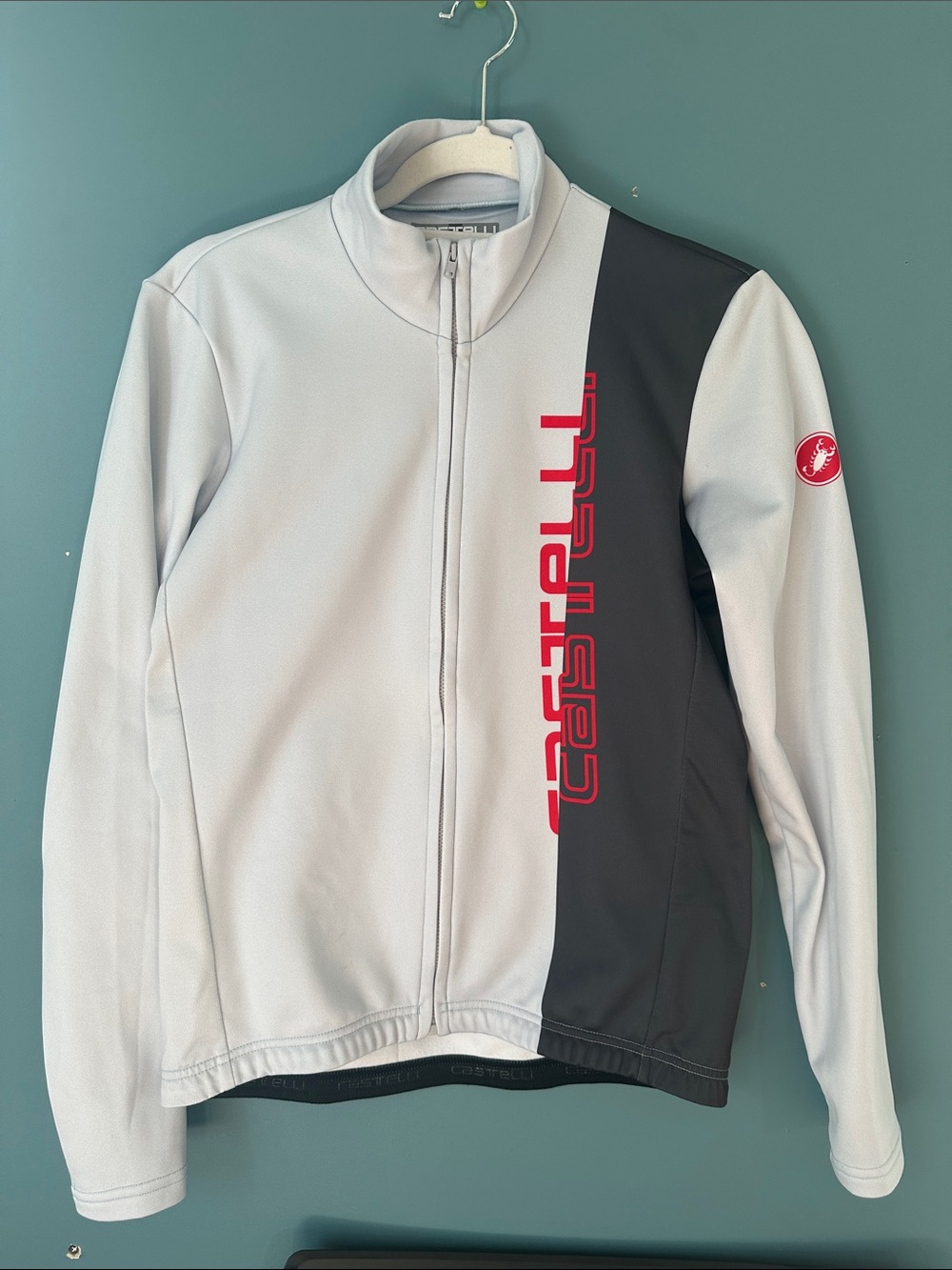 Castelli Men’s Full-Zip Cycling Jersey - White/Black with Red Logo